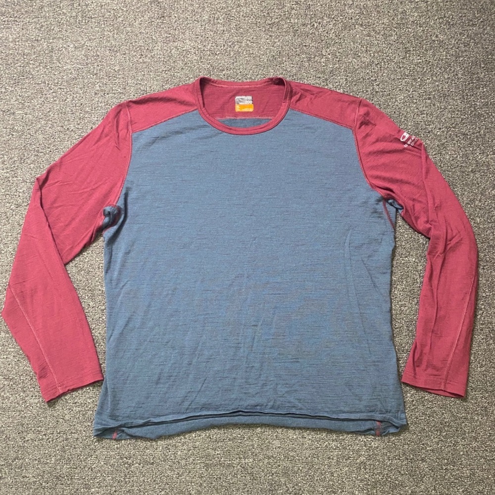 Icebreaker Merino Bodyfit 200 Long Sleeve Shirt Burgundy Gray Mens XL Wool Hike